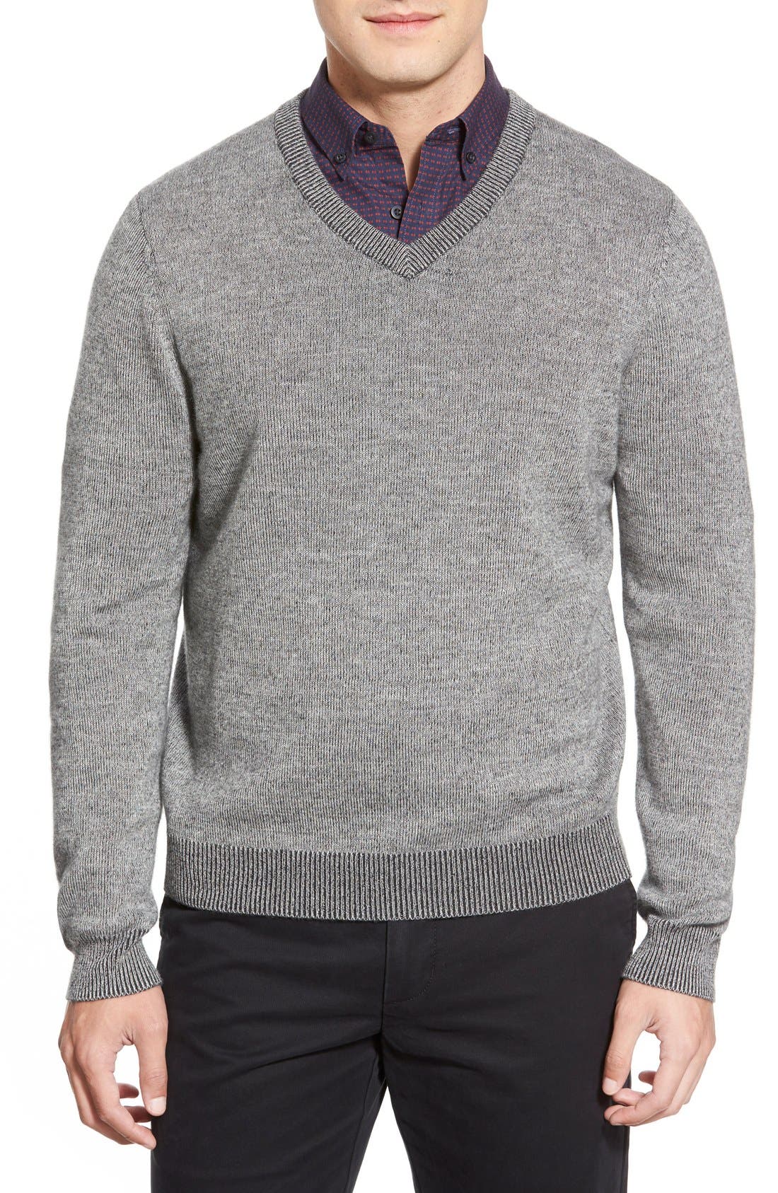 Nordstrom Men's Shop Plaited Cashmere VNeck Sweater Nordstrom