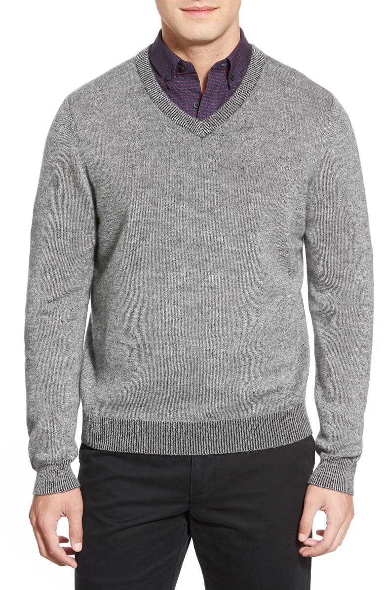 Nordstrom Men's Shop Plaited Cashmere V-Neck Sweater | Nordstrom