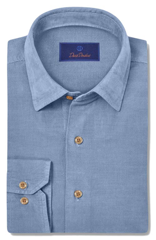 David Donahue Fine Wale Stretch Corduroy Dress Shirt in Denim 