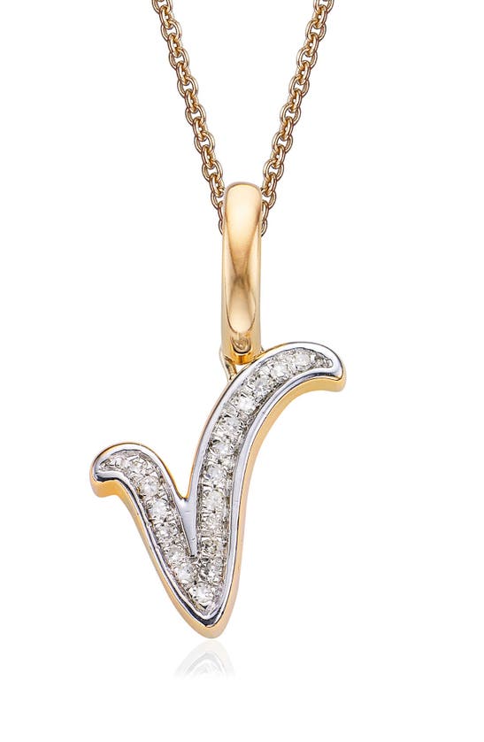 Monica Vinader Alphabet Diamond Pavé Pendant Charm In Gold/ Diamond- V