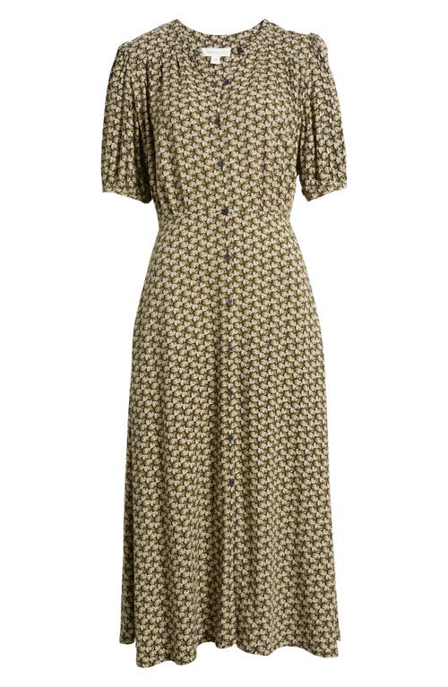 Shop Treasure & Bond Floral Short Sleeve Midi Dress In Black- Olive Banya Geo