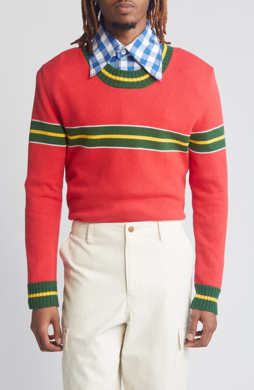 Togo Stripe Merino Wool Sweater in Red Multi