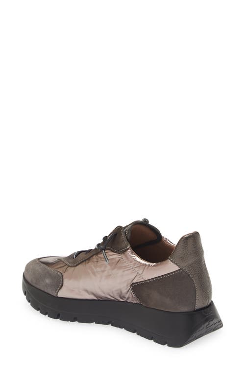 Wonders Oslo Pewter Metallic Suede & Nylon Trainers In Grey Black Lead Combo