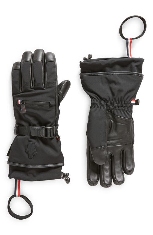 Moncler Grenoble Leather Trim Ski Gloves in Black at Nordstrom