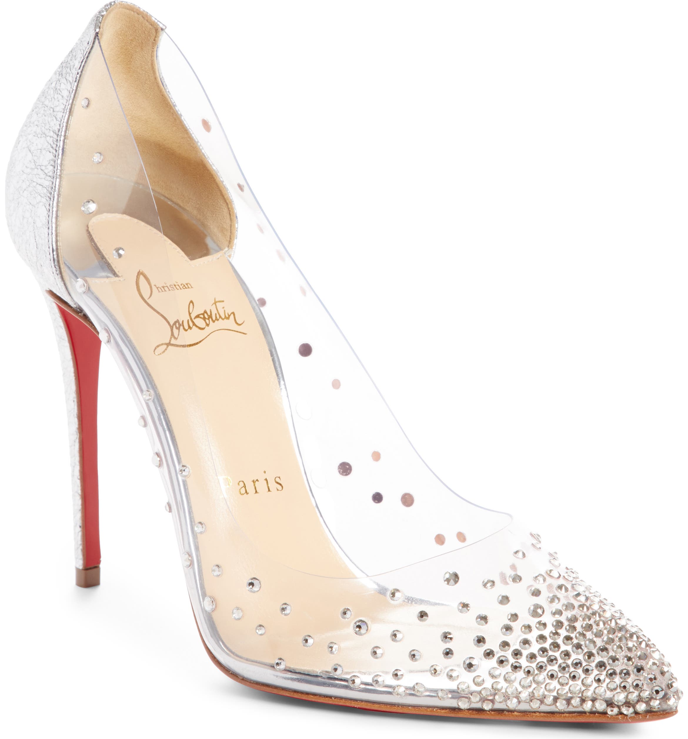 Christian Louboutin Degrastrass Clear Embellished Pump (Women) | Nordstrom embellished clear pump