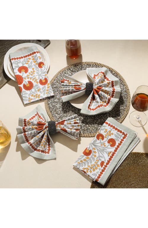 Tiramisu Cotton Set Of 4 Napkins In Red/grey