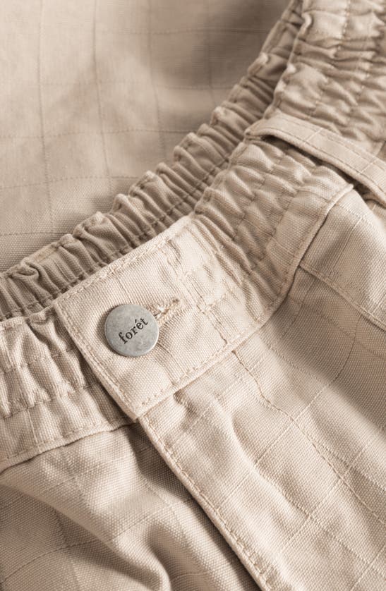Shop Forét Foret Sienna Check Textured Organic Cotton Ripstop Shorts In Khaki