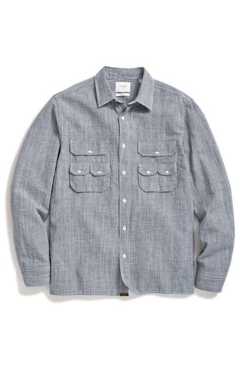 Billy Reid Creek Microcheck Button-Up Shirt Carbon Blue at Nordstrom,