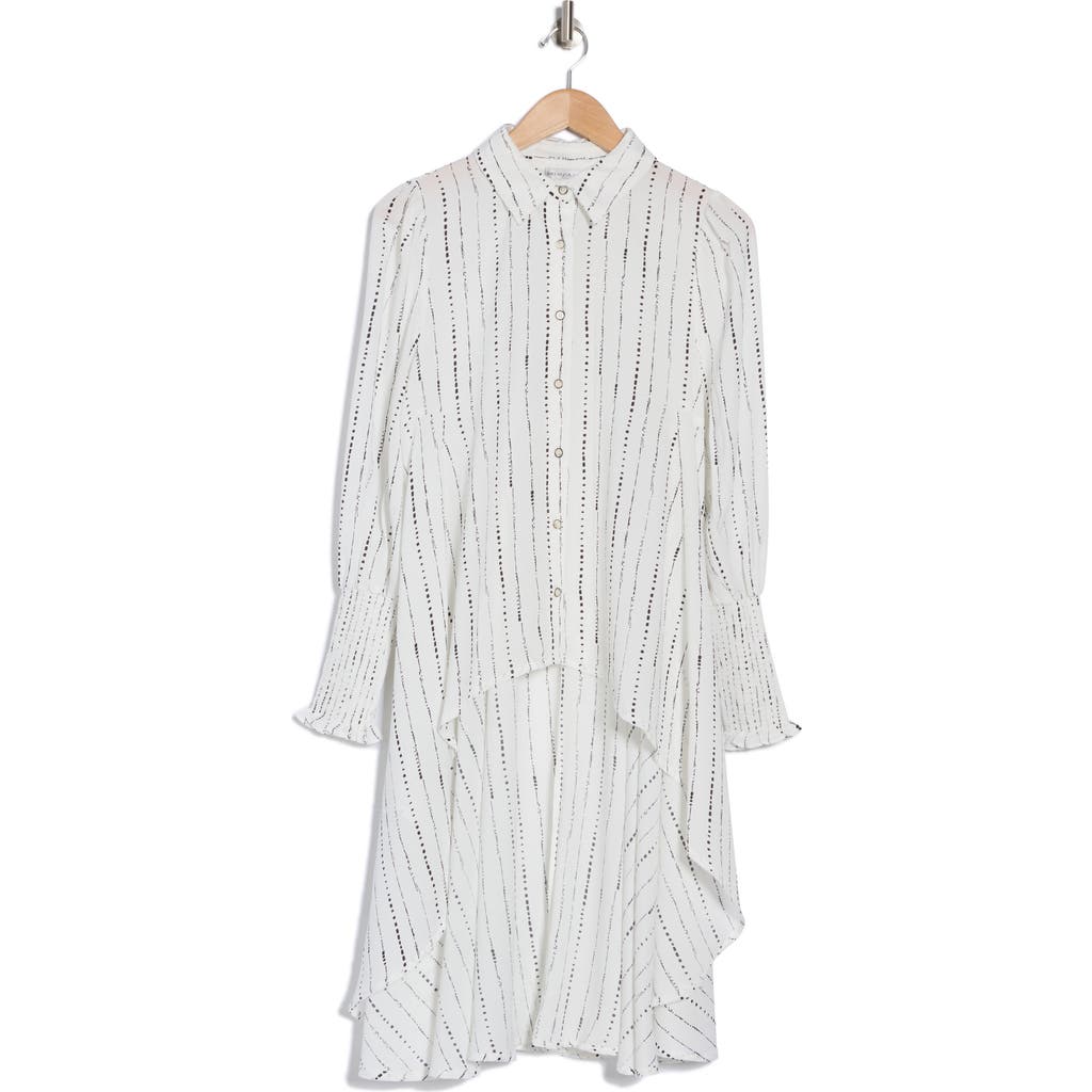 Patrizia Luca Stripe Long Sleeve Shirtdress In Off White