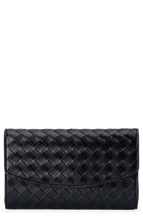 Shop Olga Berg Aisha Woven Faux Leather Clutch In Black