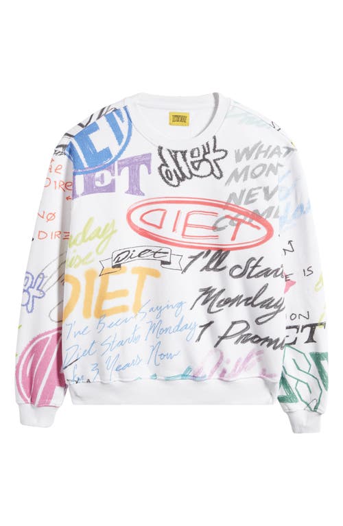 DIET STARTS MONDAY Scribble Cotton Sweatshirt in Multi White