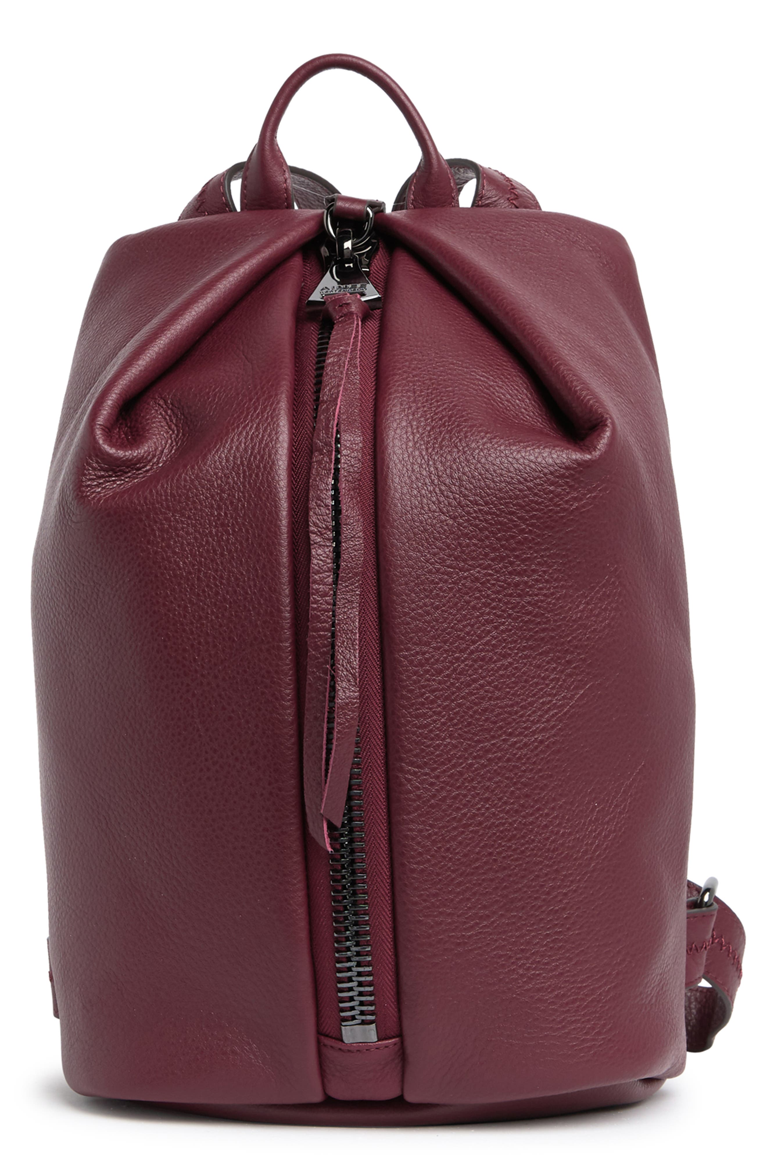 oxblood leather backpack