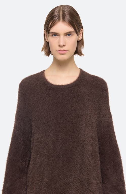 Shop Helmut Lang Apex Oversize Eyelash Crewneck Sweater In Espresso