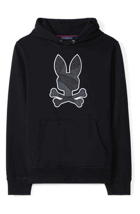 Shop Psycho Bunny Lenox Bunny Appliqué Polo Pullover Hoodie In Black