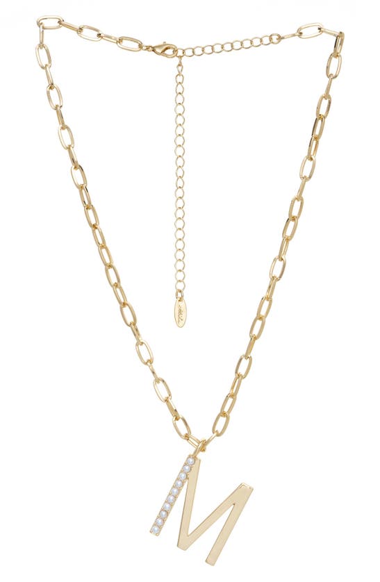 Ettika Imitation Pearl Initial Pendant Necklace In Gold- M