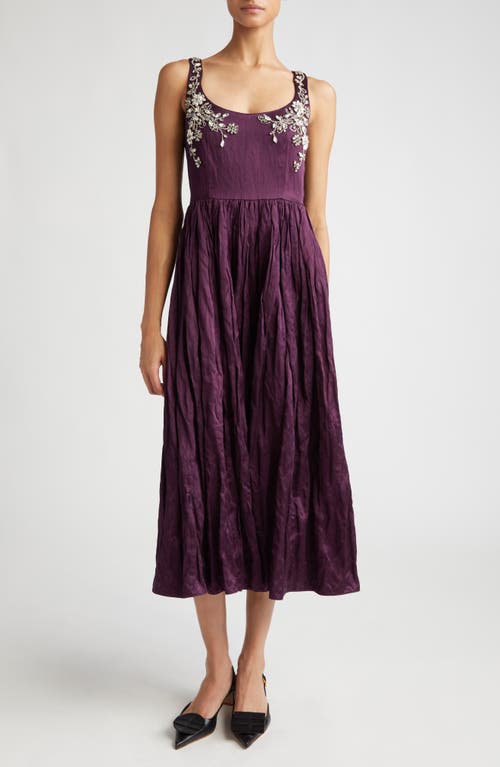 Erdem Crystal Embellished Crushed Satin Cocktail Dress Merlot at Nordstrom, Us