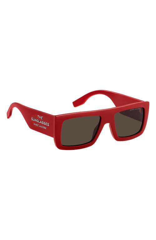 Marc Jacobs 53mm Gradient Rectangular Sunglasses In Red/brown