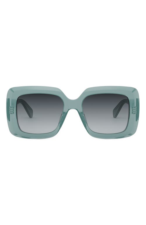 CELINE Bold 3 Dots 54mm Square Sunglasses in Shiny Light Green /Smoke 