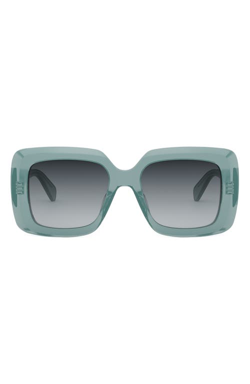 Shop Celine Bold 3 Dots 54mm Square Sunglasses In Shiny Light Green/smoke