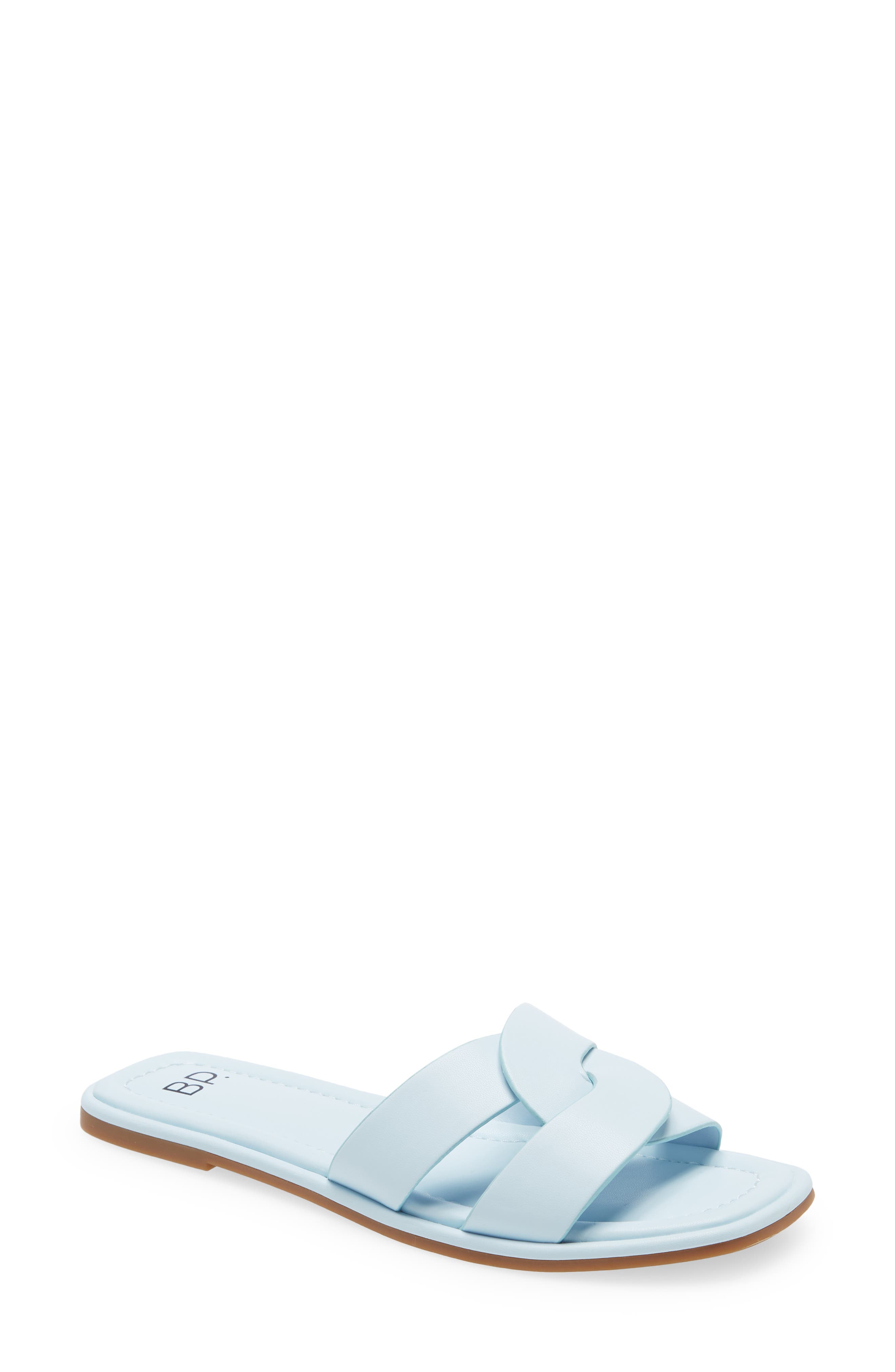 light blue slide sandals