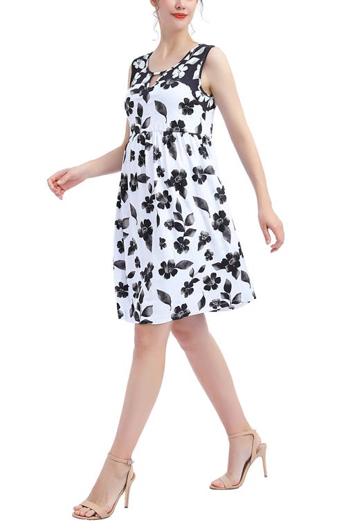 Kimi And Kai Eliana Floral Print Skater Maternity Dress In Black/white