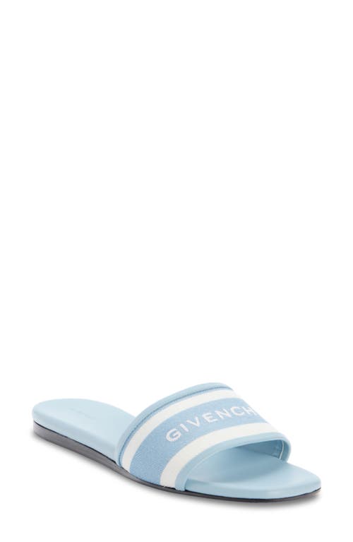 Shop Givenchy 4g Flat Slide Sandal In White/blue