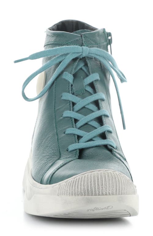 Softinos By Fly London Appe Lace-up High Top Sneaker In Teal Smooth Leatherther