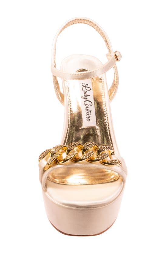 Lady Couture Women's Dance Rhinestone Chain Platform Sandals In Ivory
