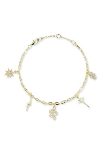 Glaze Jewelry Cz Charm Bracelet In Gold