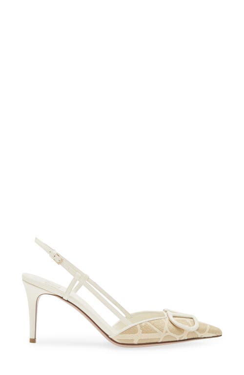 Shop Valentino Garavani Vlogo Raffia Pointed Toe Slingback Pump In Naturale/ivory