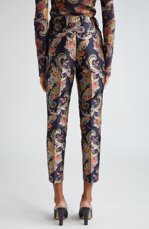 Shop Etro Paisley Jacquard Ankle Trousers In Navy Multi