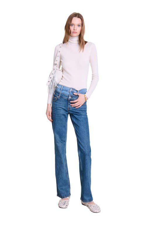 Shop Maje Double Waistband Jeans In Blue