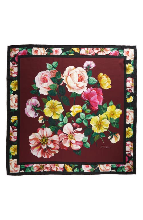 Dolce & Gabbana Floral Silk Scarf in Dark Red Port at Nordstrom