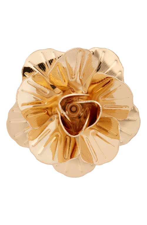 Metallic Floral Lapel Pin in Gold Metal