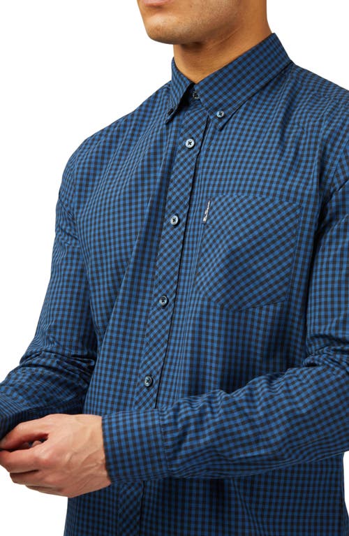 Ben Sherman Signature Gingham Organic Cotton Button-down Shirt In Dark Blue