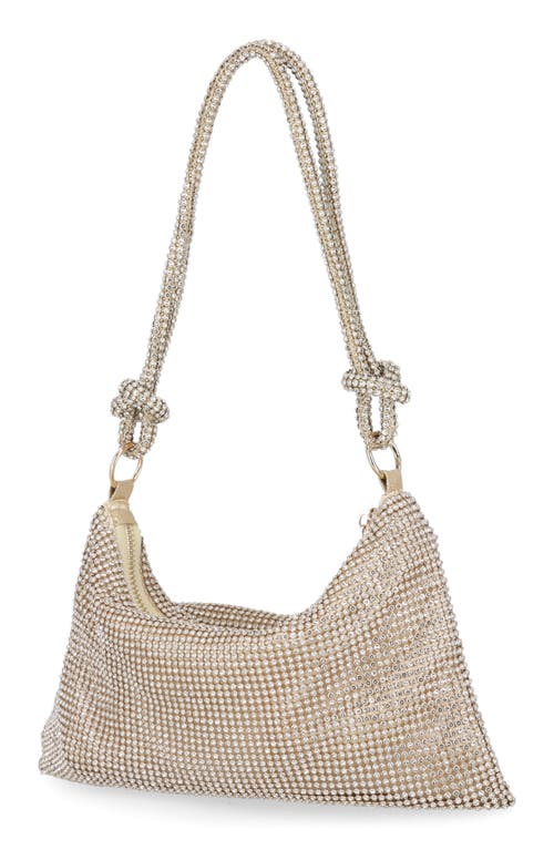 Shop Jessica Mcclintock Dolly Crystal Mesh Shoulder Bag In Light Gold/light Gold