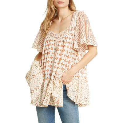 Free People Hearts Desire Print Tunic Dress, Ivory