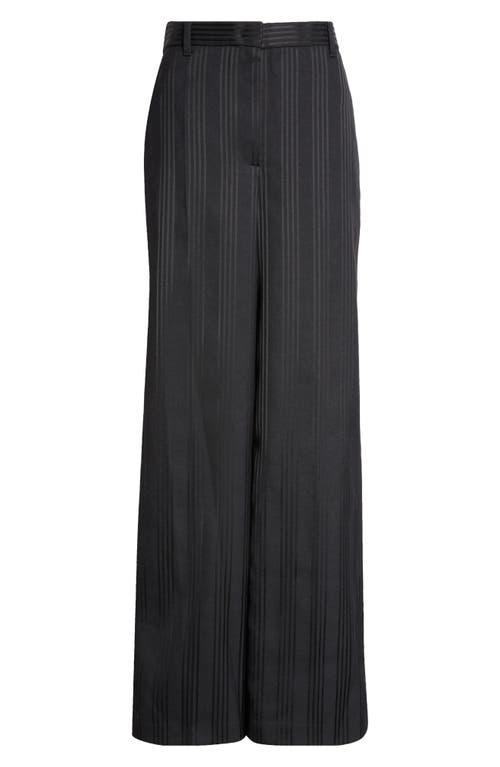 Eenk Stripe Pintuck Straight Leg Pants In Black