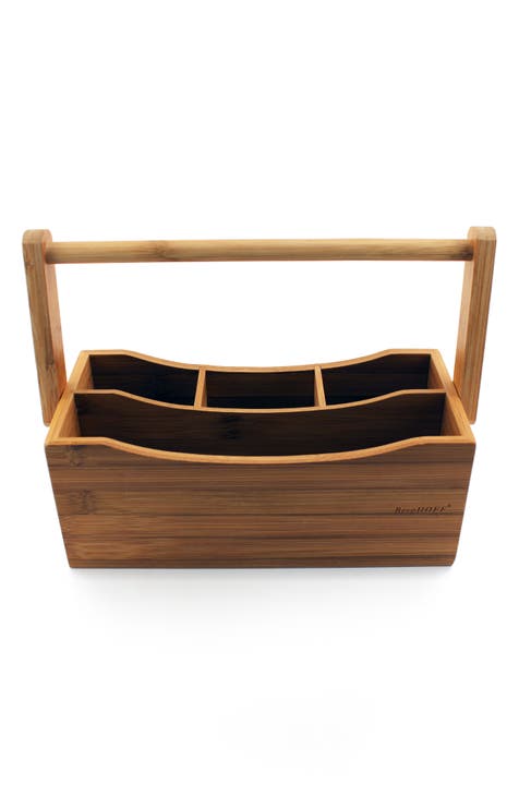 4-Compartment Bamboo Flatware Caddy