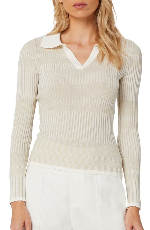 Luisa Rib Polo Sweater in Off White