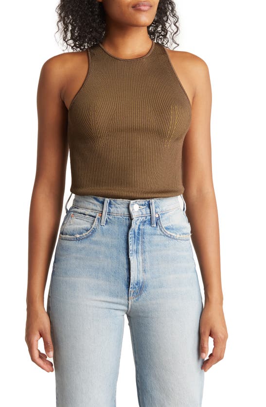 Good American Rib Sleeveless Bodysuit In Fog001