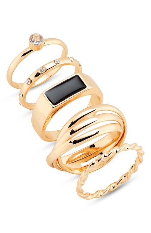 Set of 5 Assorted Rings in Gold- Black