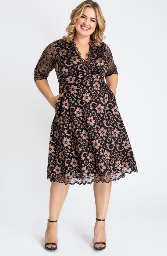 Shop Kiyonna Mon Cheri Lace Cocktail Dress In Black