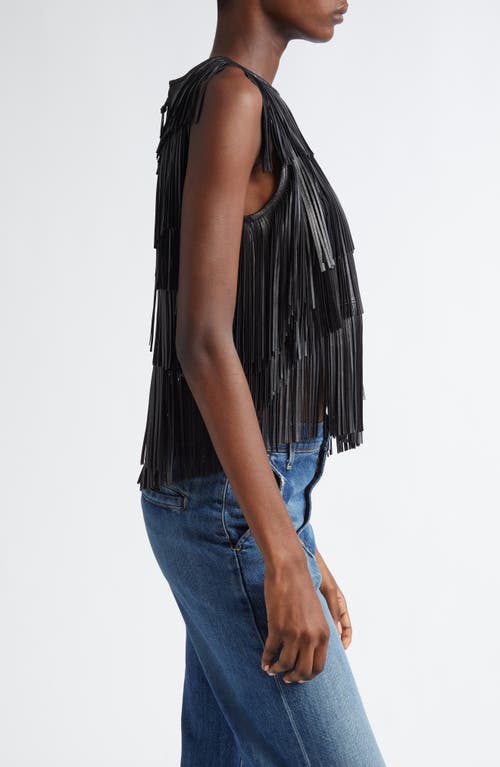 Ulla Johnson Leonie Leather Fringe Tank In Black