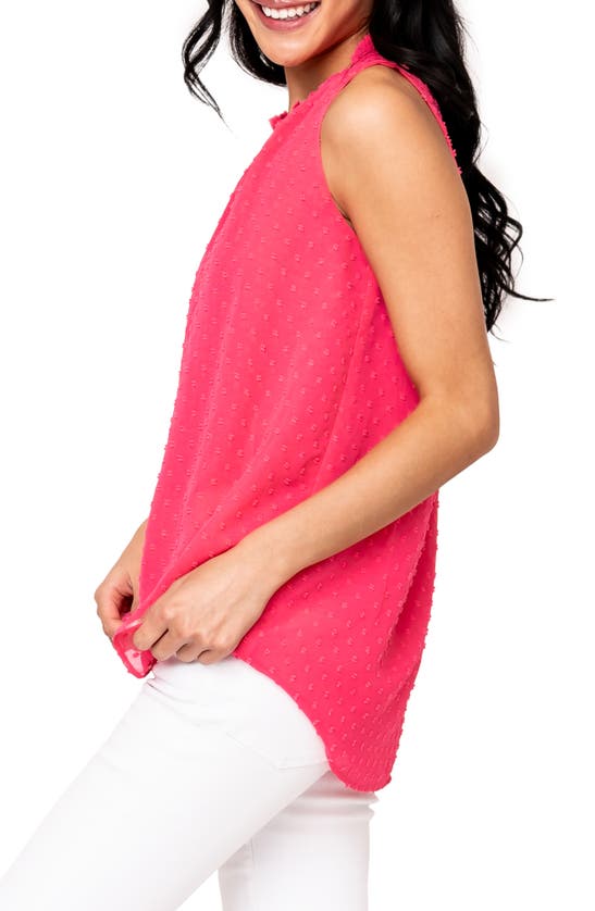 Shop Gibsonlook Clip Dot Sleeveless Chiffon Blouse In Bright Pink Rose