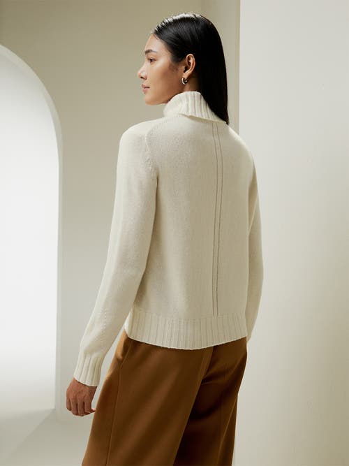 Shop Lilysilk Turtleneck Sweater With Rib Hemline In White