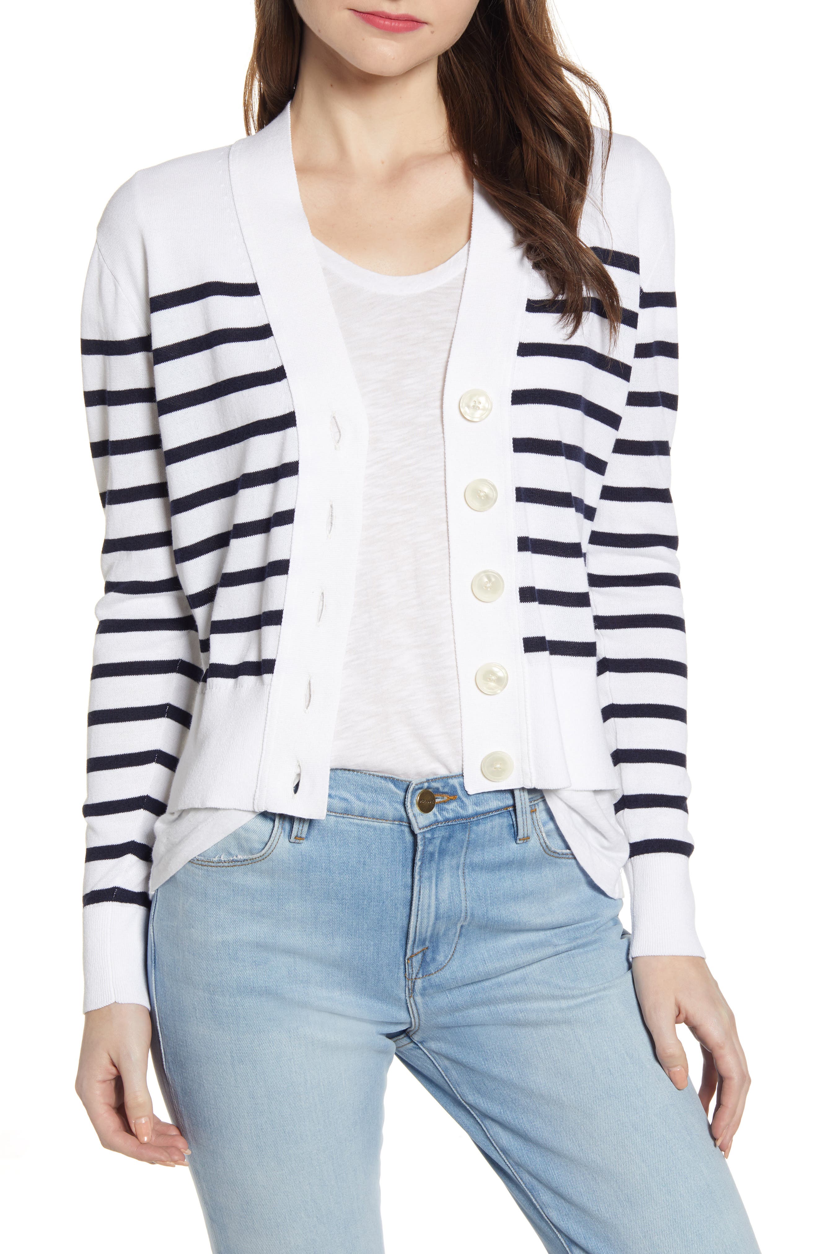 white lightweight cardigan sweater