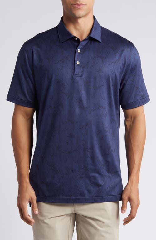 Botanical Print Performance Golf Polo in Navy