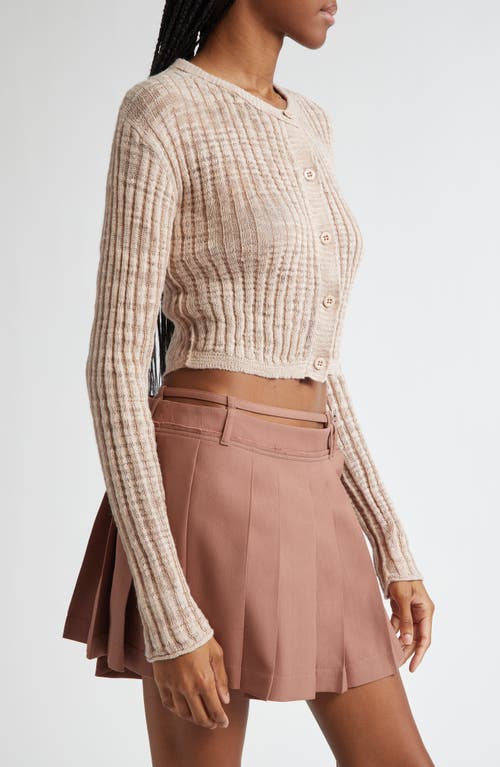 Shop Acne Studios Kiko Rib Linen Blend Cardigan In Dusty Pink