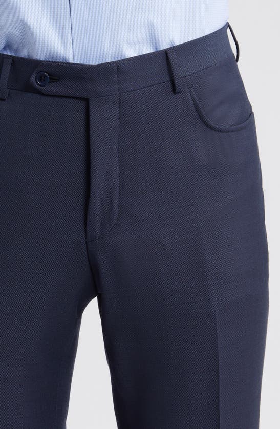 Shop Canali Milano Trim Fit Five Pocket Wool Dress Pants In Navy